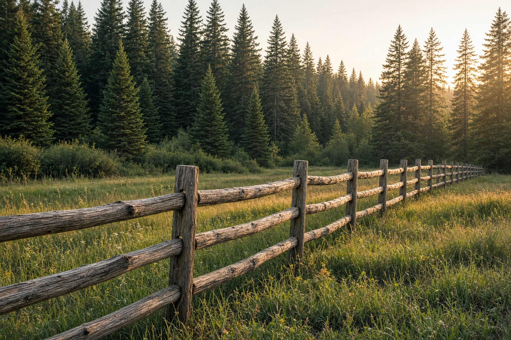 Split-rail fence in an Oregon meadow